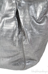 Givenchy Metallic Grey GG Leather Hobo Bag
