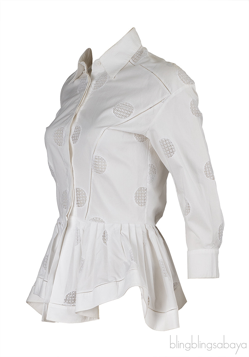 Alaia White Cotton Peplum Shirt