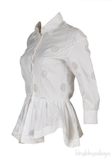 Alaia White Cotton Peplum Shirt