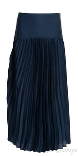 Navy Blue Pleated Midi Skirt