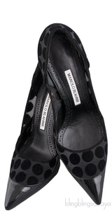 Black Mesh Polka Dot Heels