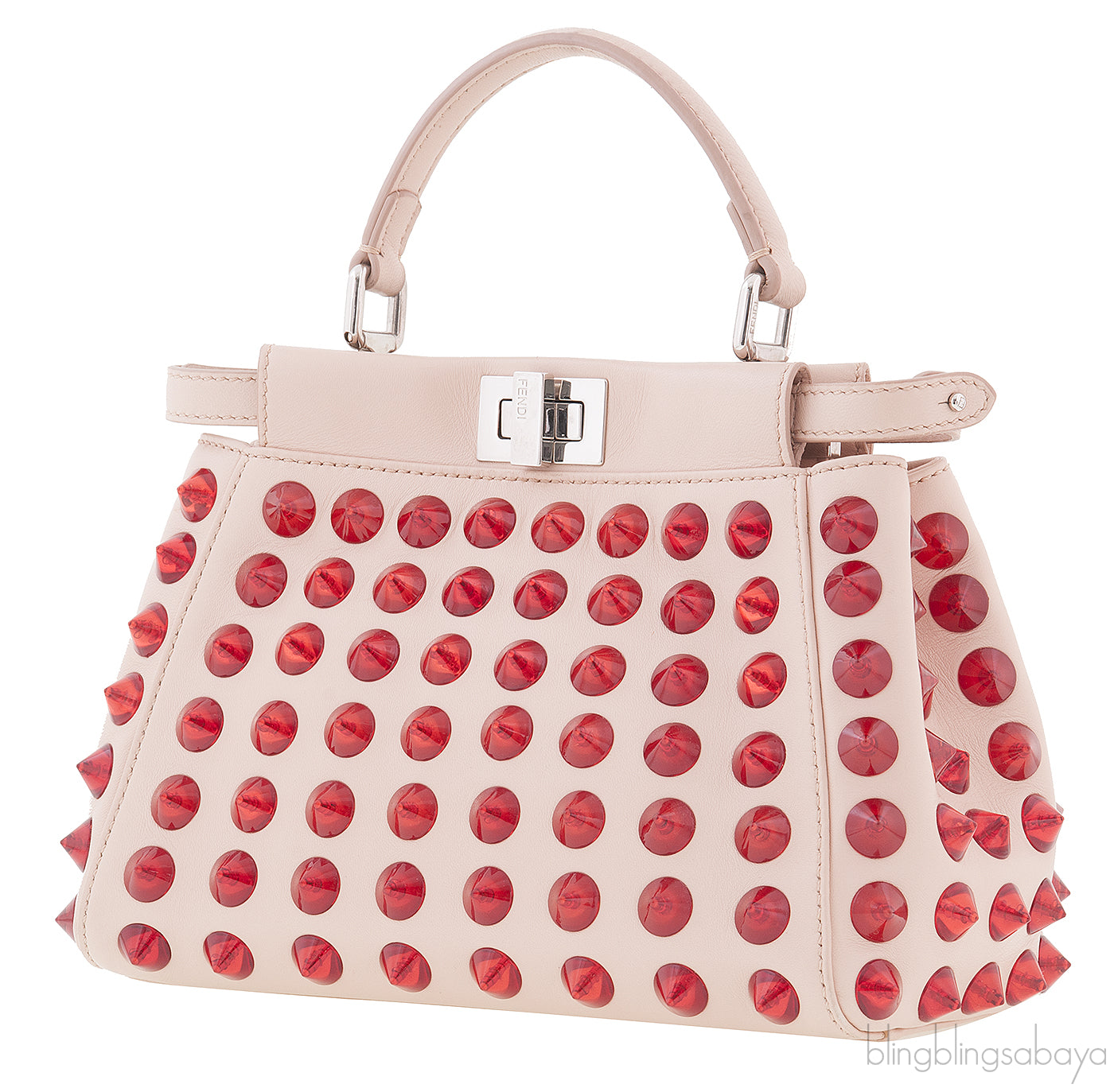 Beige Red Studded Peekaboo