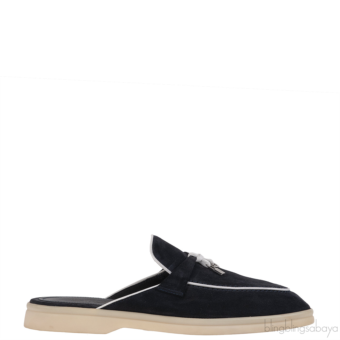 Loro Piana Charm Walk Babouche Suede Black Mules