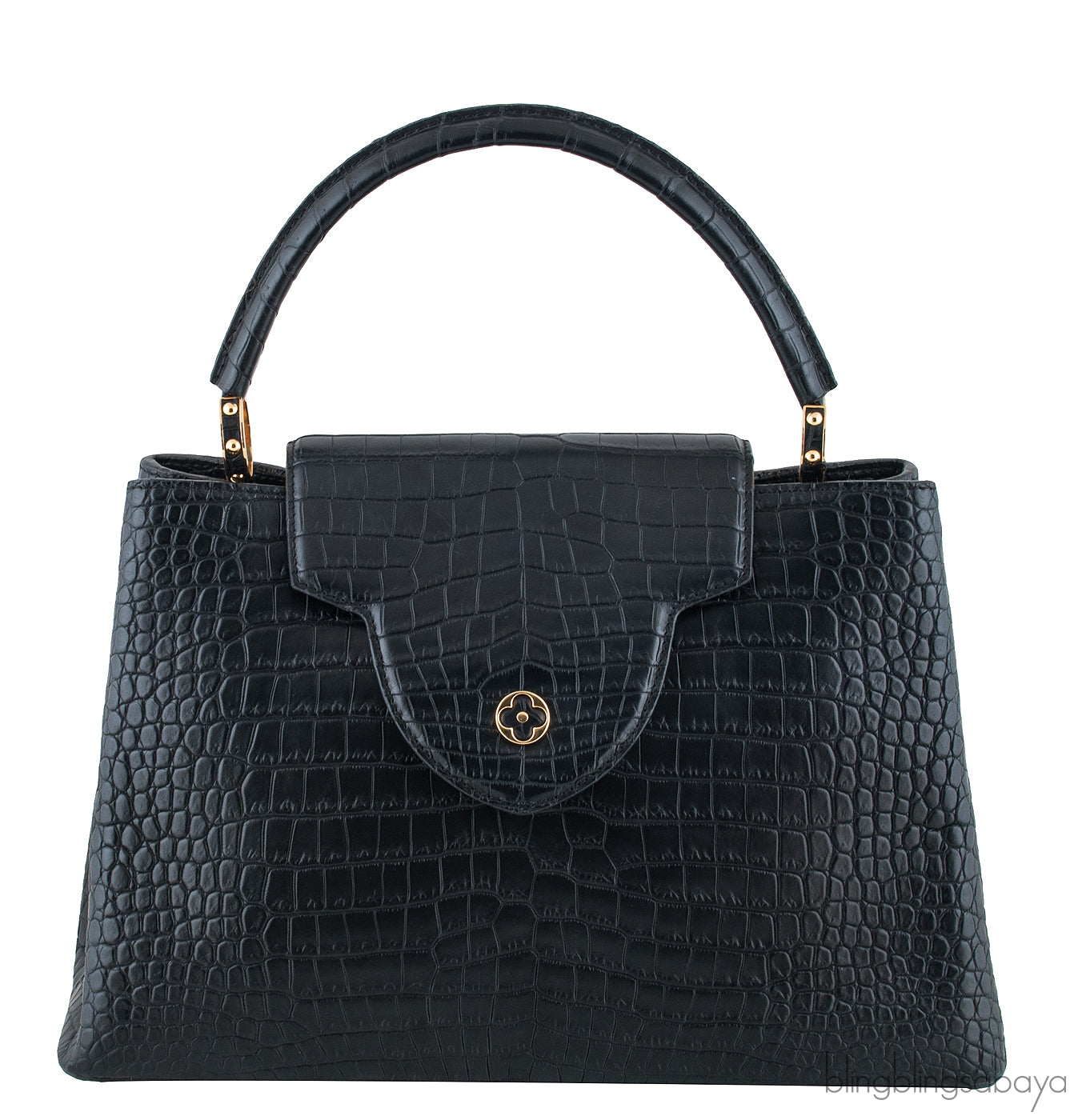 Black Capucines Crocodile MM