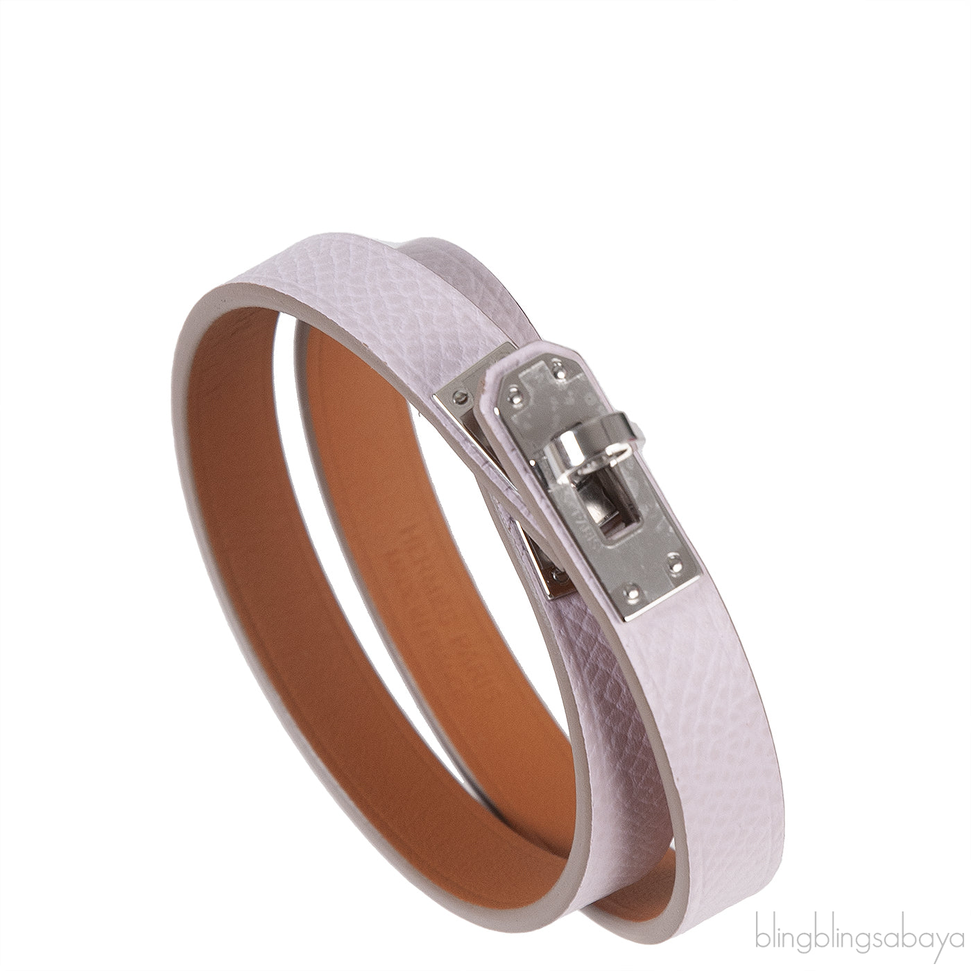 Hermes Mini Kelly Double Tour Bracelet Epsom Mauve Pale PHW