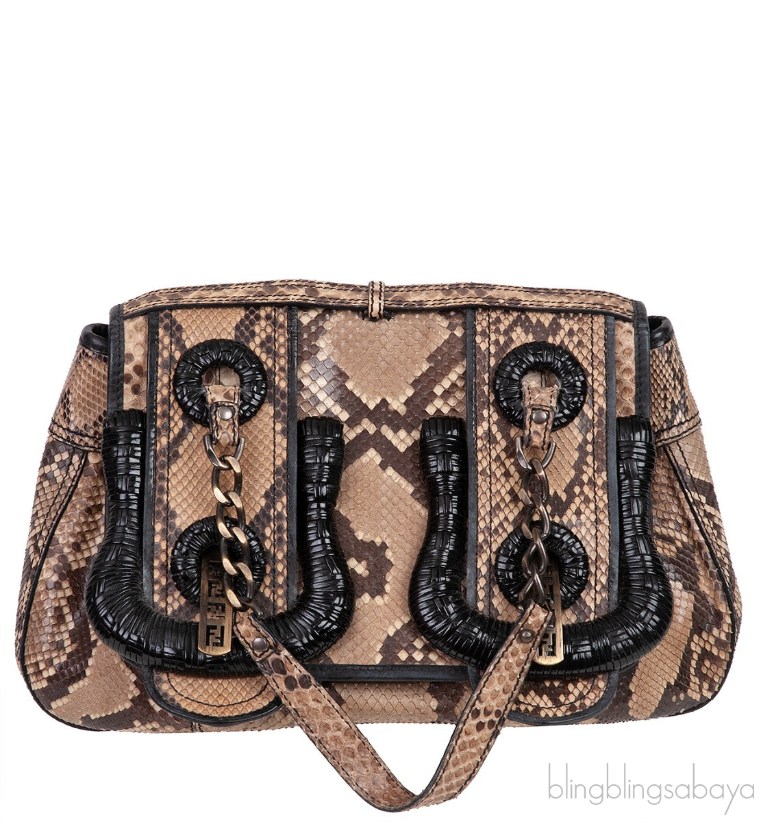 Fendi Brown Natural Python Flap Bag