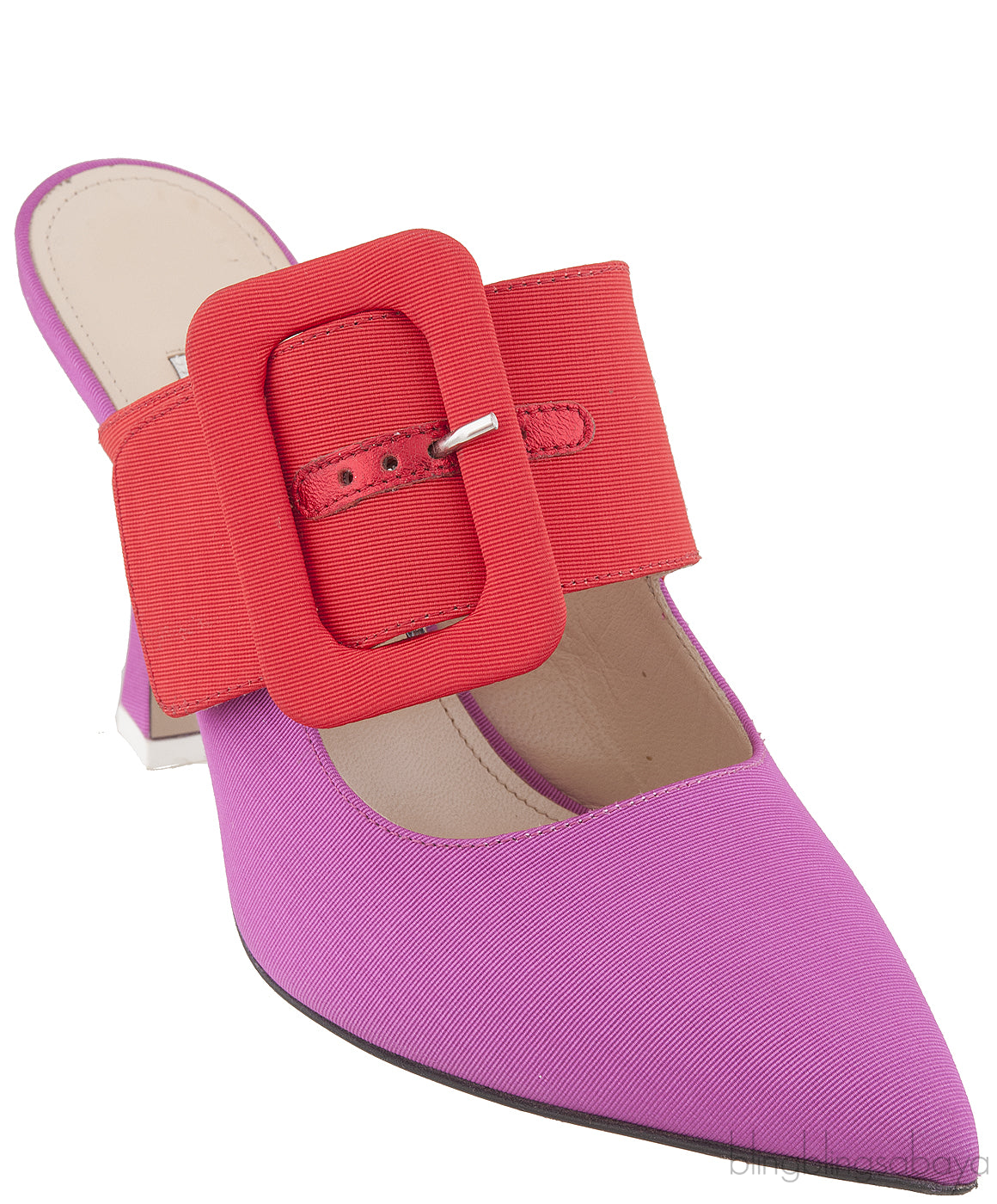 Bi-color Large Buckle Mule