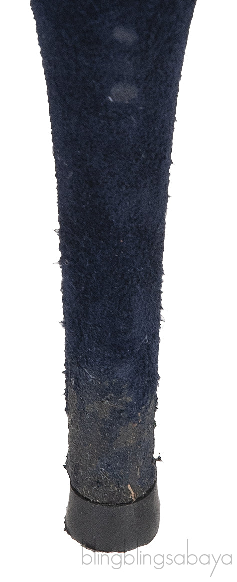 Gianvito Rossi Blue Knitted Pointed Toe Ankle Boots