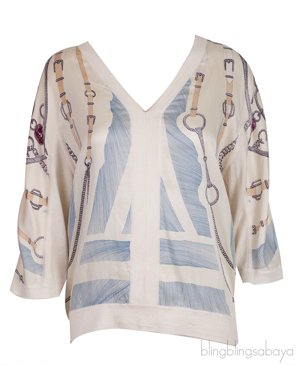 Cashmere Silk Blend Printed Top