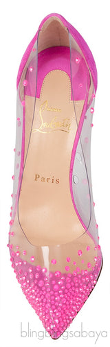 Pink PVC Crystal Heels