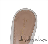White Leather Trimmed Fishnet Mules