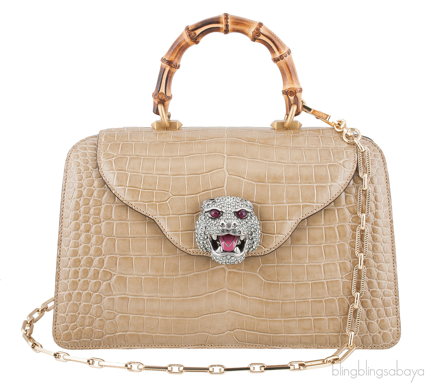 Thiara Bamboo Handle Crocodile Bag