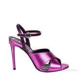 Criss-cross Metallic Magenta Slingback Sandals