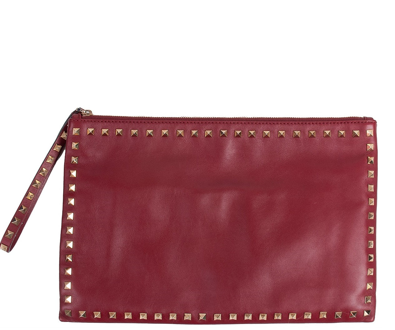Dark Red Rockstud Large Clutch