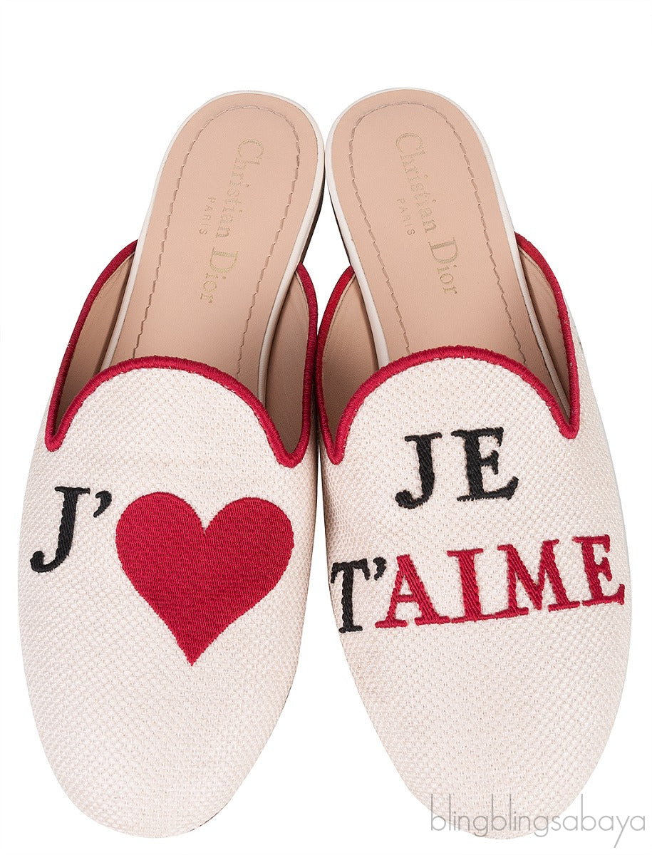 Dior Je T'aime Canvas Mules Beige