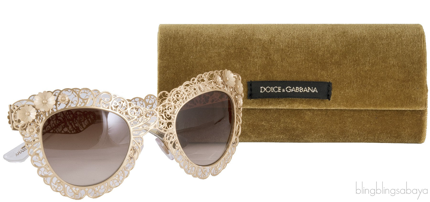 Cat Eye Filigree Gold Tone Sunglasses