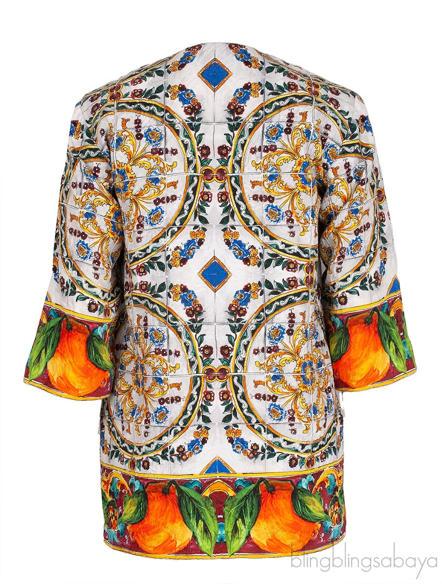 Printed Multicolor Crystal Button Top