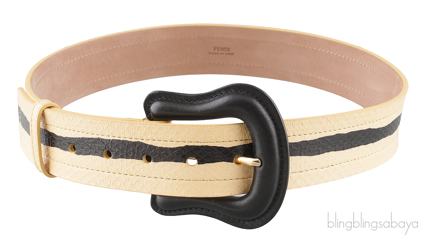 Yellow & Black Python Print Belt