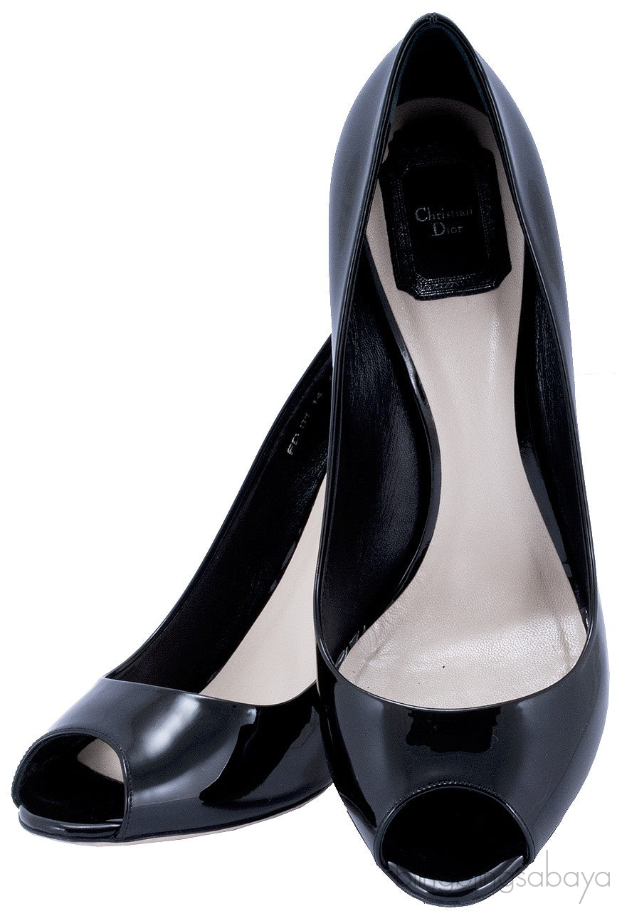 Black Patent Lucky Peep Toe