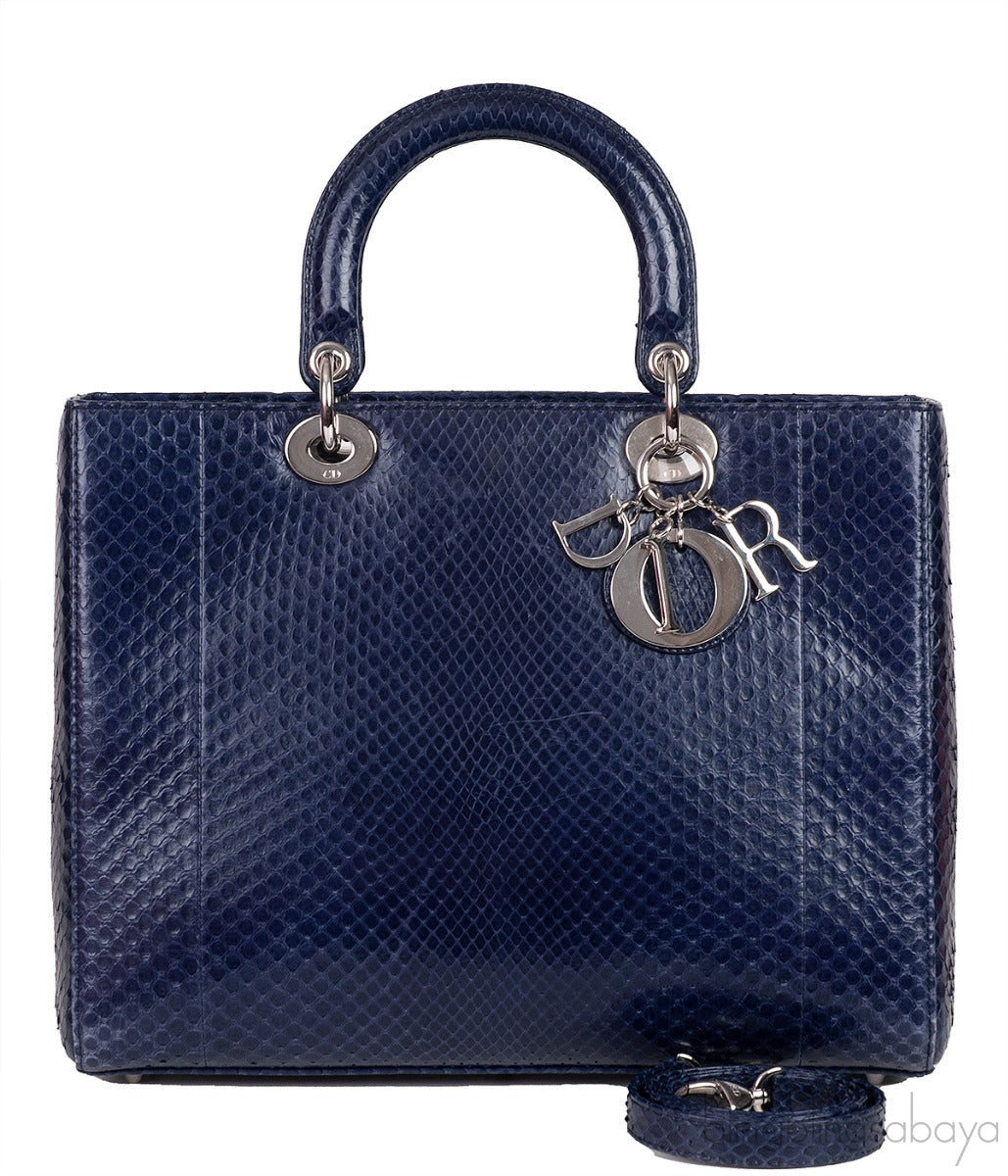 Lady Dior Large Blue Python Bag