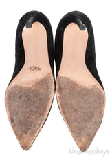 Suede Pointed Toe Black Heels