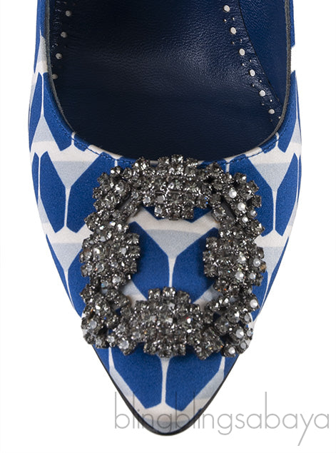 Blue Printed Satin Hangisi Pump