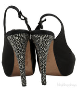 Black Slingback Peep Toe Sandals