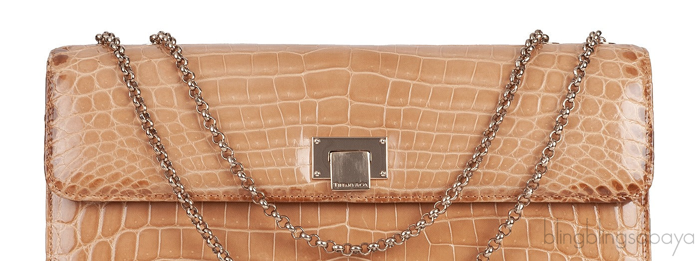 Beige Cornelia Lunch Box Crocodile Bag