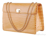 Beige Cornelia Lunch Box Crocodile Bag