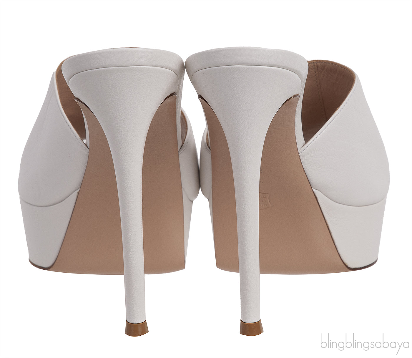 White Leather Platform Mules