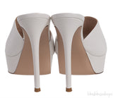 White Leather Platform Mules