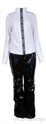 Black Holographic Fur-trimmed Down Ski Jacket & Trouser Set