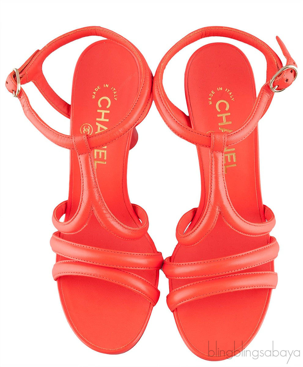 Parthenon Grecian Gladiator Column Heels Orange