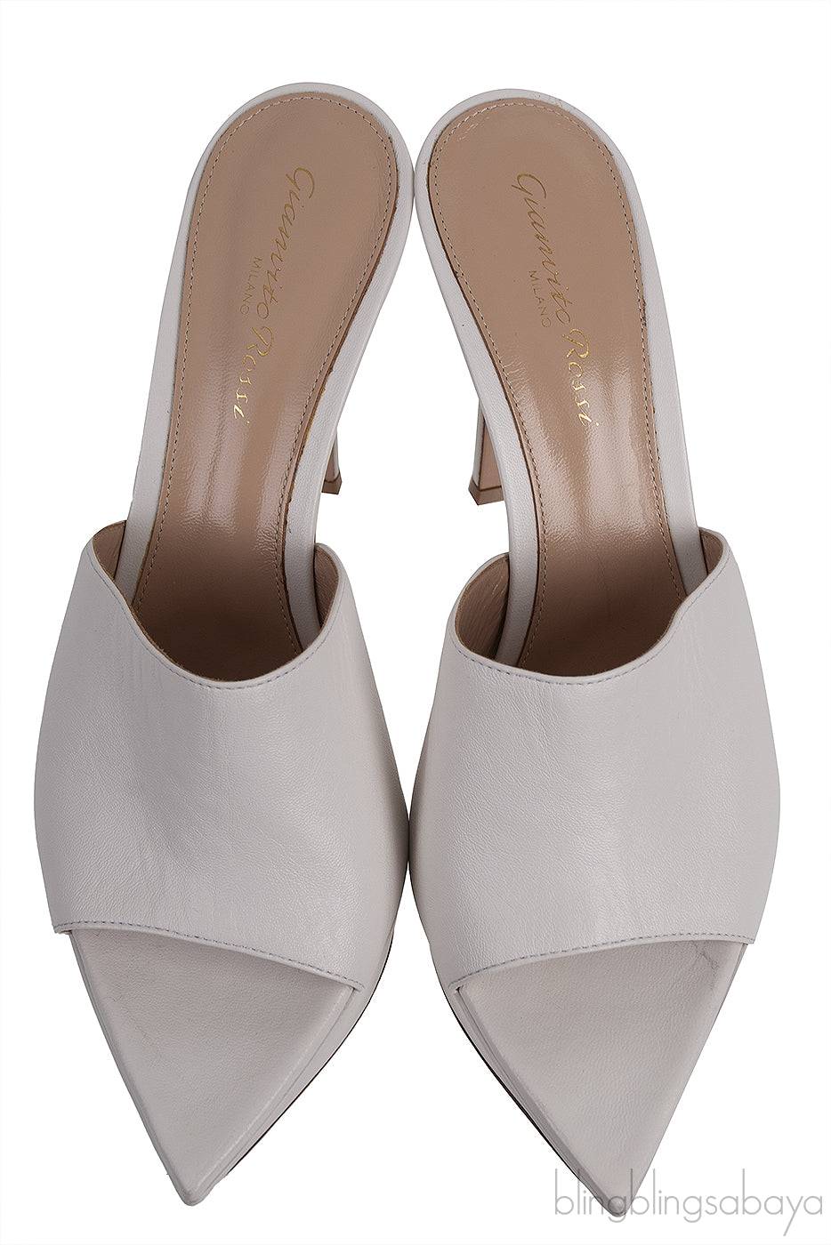 White Leather Platform Mules