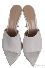 White Leather Platform Mules