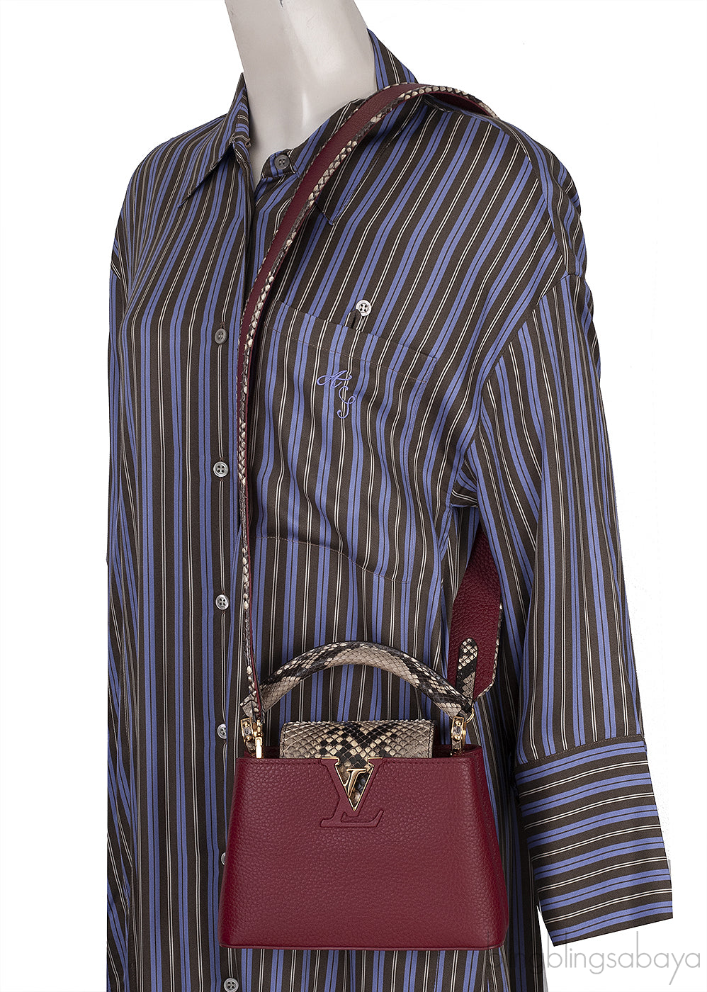 Burgundy Natural Python Mini Capucine Bag