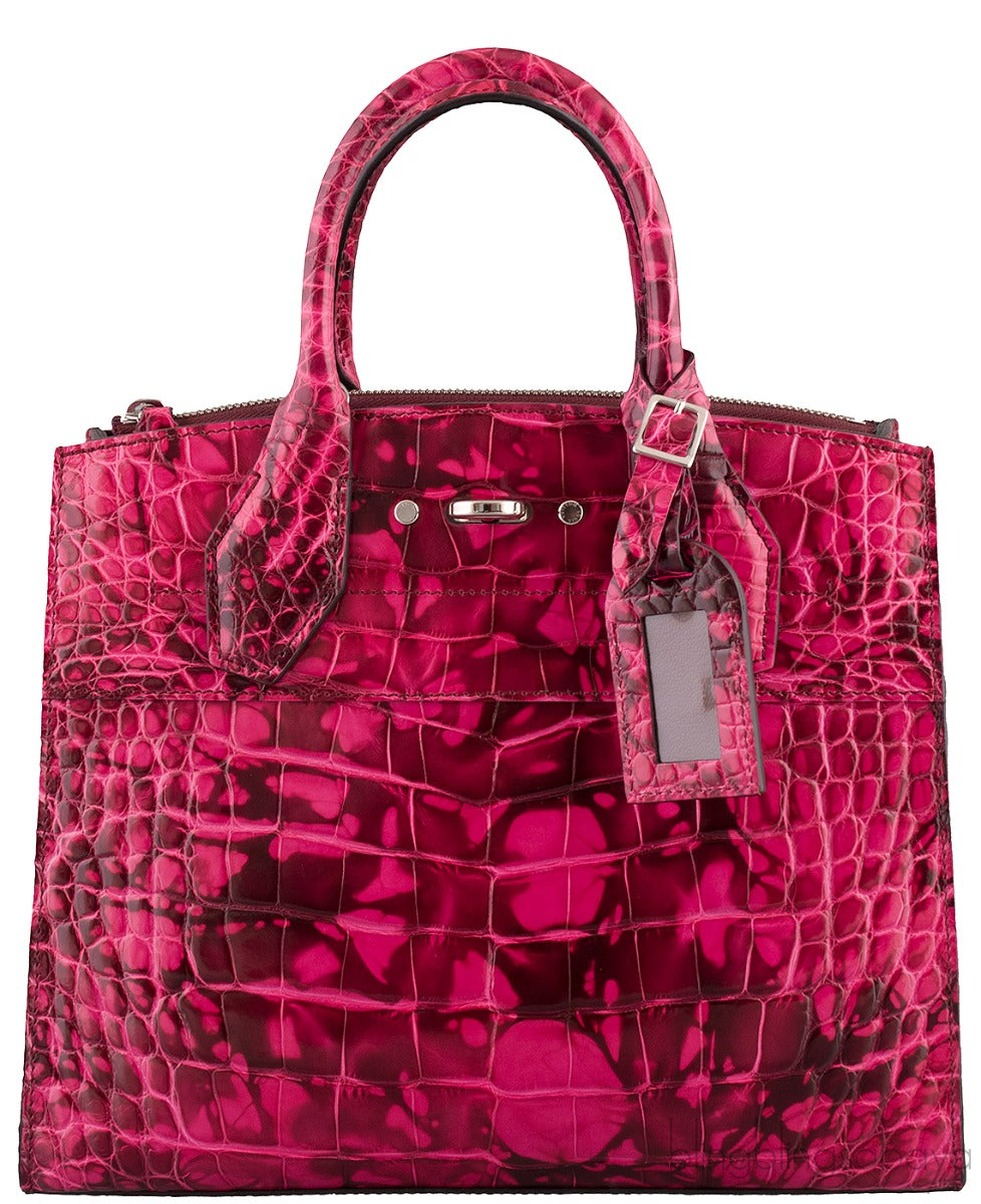 City Steamer Pink Crocodile Bag PM