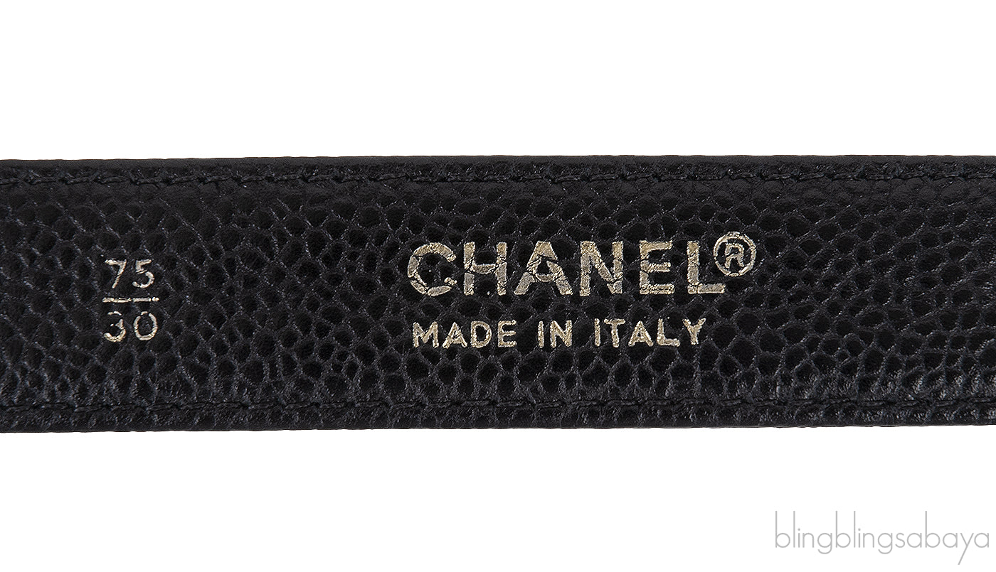 Chanel Black Caviar CC Turnlock Vintage Belt