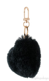 Black Fur Heart Keychain