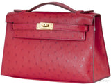Kelly Pochette Rouge Vif Ostrich