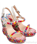 Multicolor Printed Studded Wedge Heels