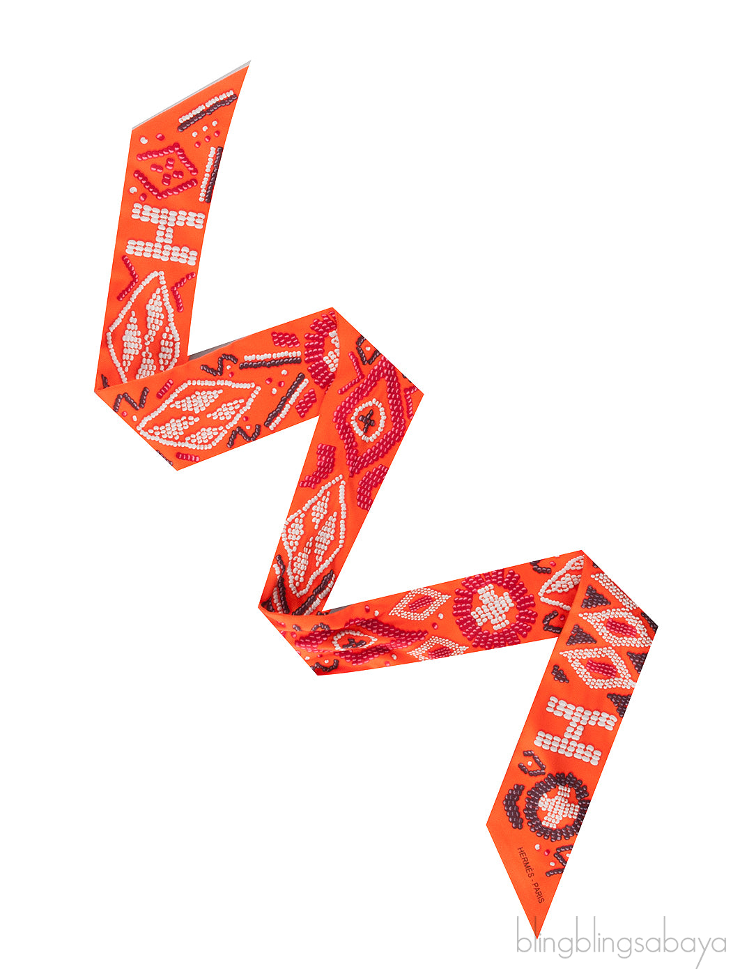 Orange Printed Silk Twilly