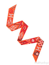 Orange Printed Silk Twilly