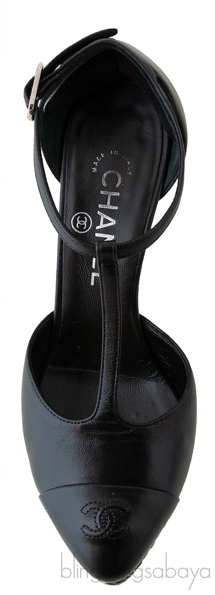 Chanel Black CC Chain Platform Heels