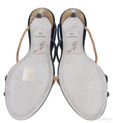 Pearl & Gold Crystal Blue Satin Sandals