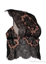 Black Floral Lace Nude Crop Top