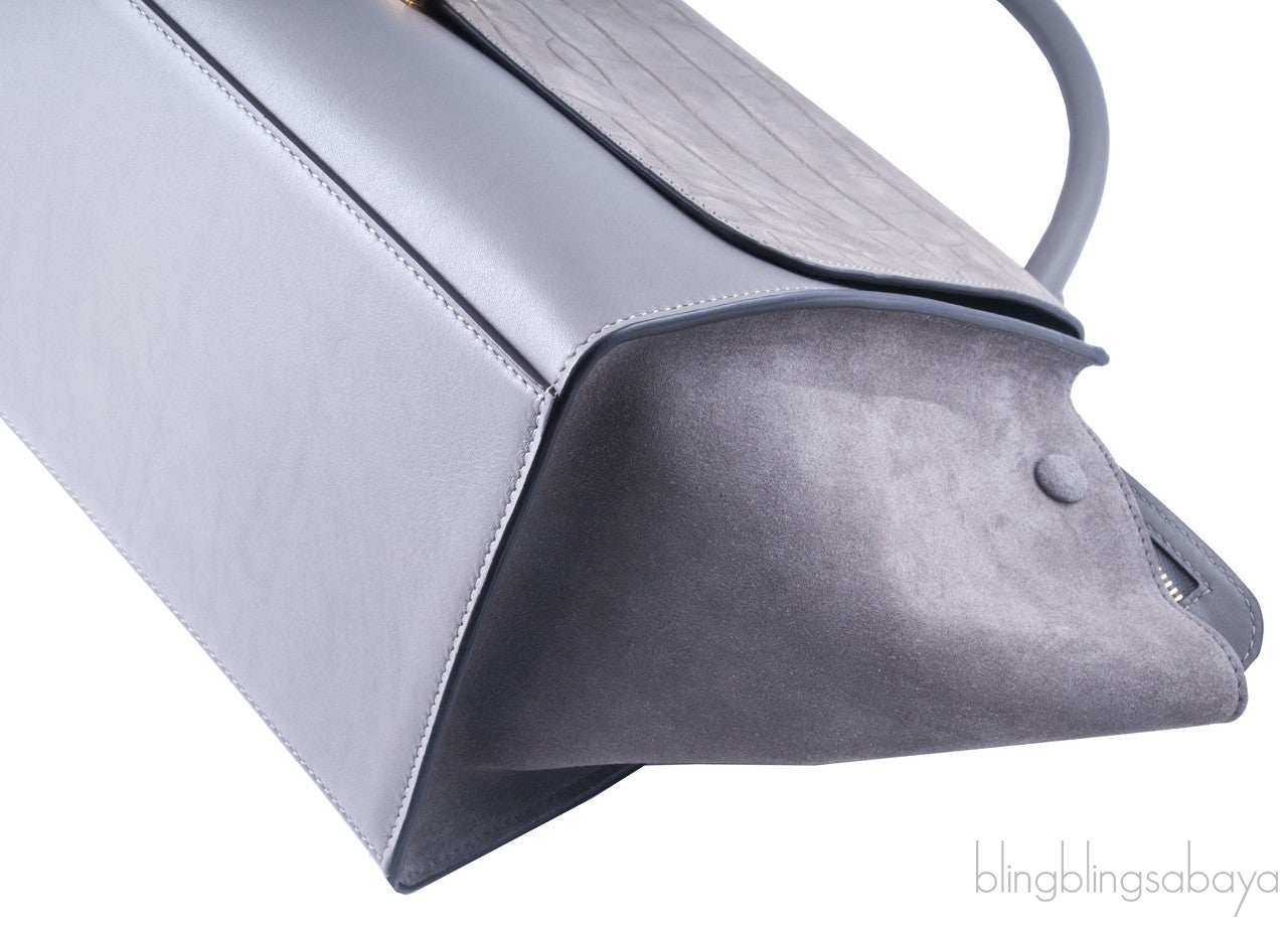 Trapeze Luggage Grey Croco Print