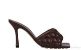 Brown Nappa Quilted Lido Mule Sandals