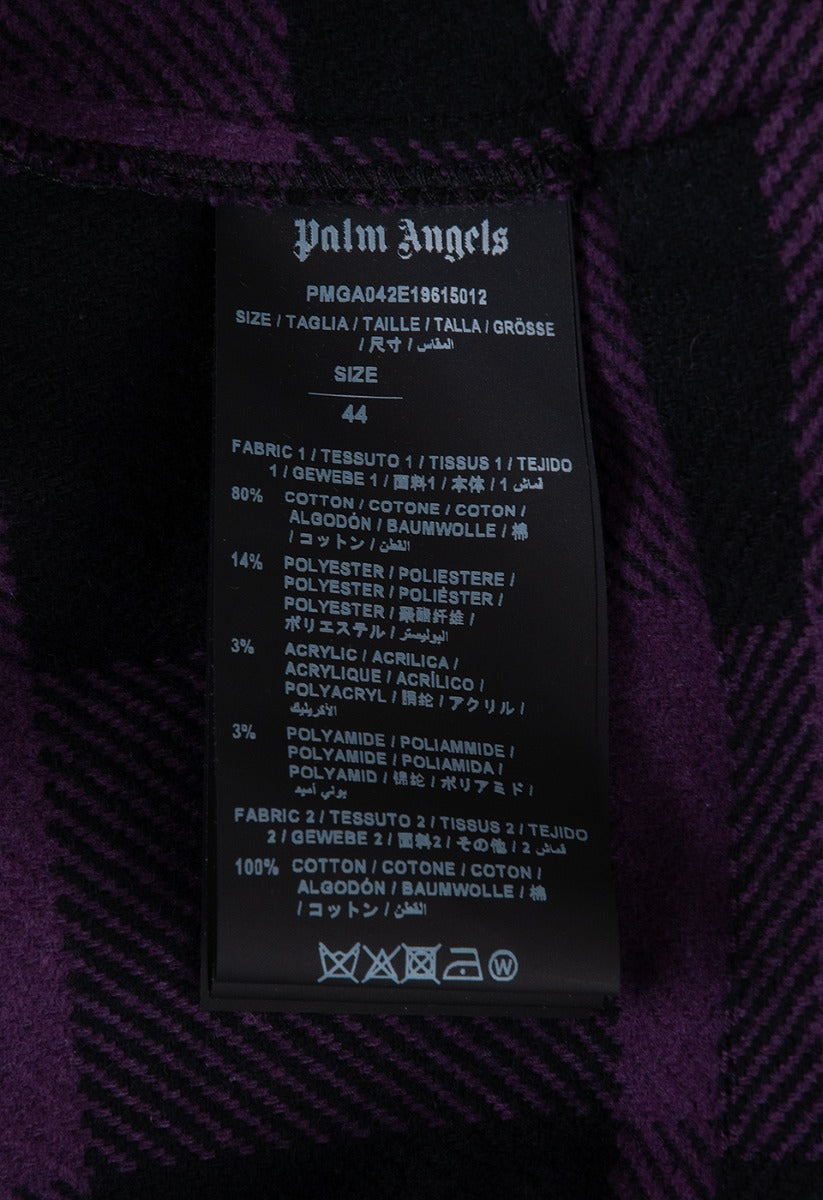 Palm Angels Purple Check Print Hoodie