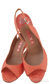 Orange Python Slingback Heels